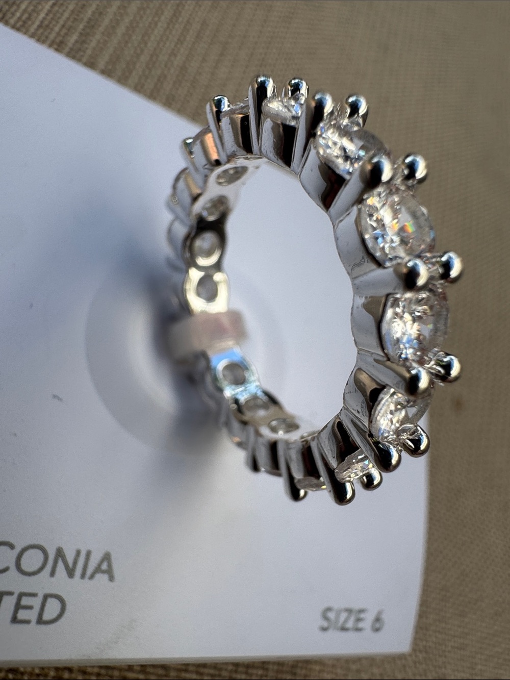 Clear Cubic Zirconia Silver Eternity Ring - Size 6